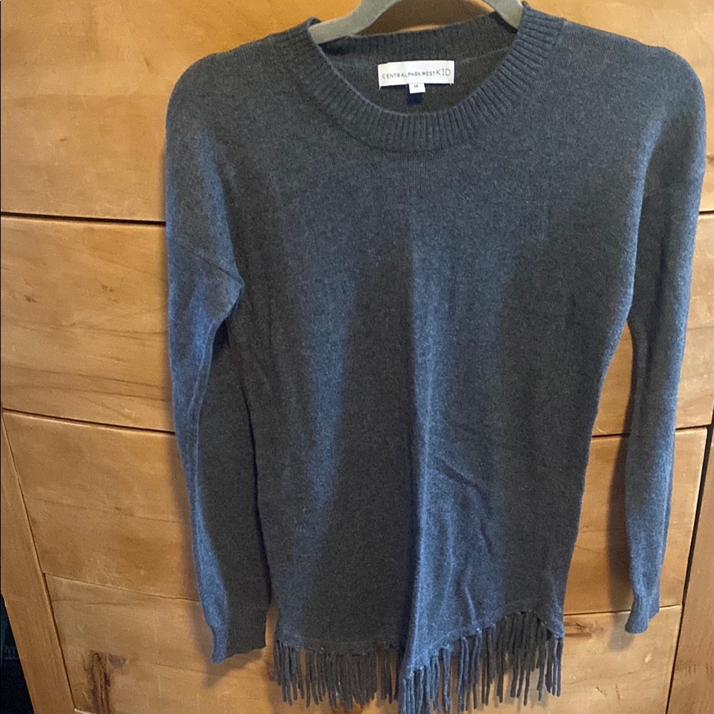 Central Park West Gray Sweater with Fringe